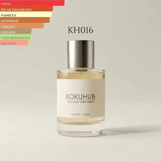 KokuHub KH016 - Khamrah Tarzını Sevenlerin Beğeneceği Gurme ve Tatlı Notalı Unisex Parfüm Görseli.
